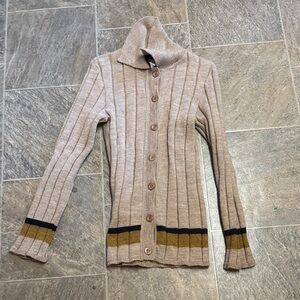 Elegant Beige Button-Up Women's Sweater